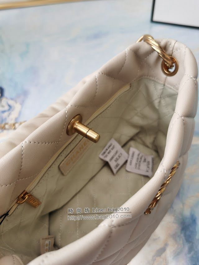 Chanel女包 香奈兒專櫃最新款羊皮金屬鏈條裝飾把柄桶包 Chanel手拎斜挎鏈條包  djc4146